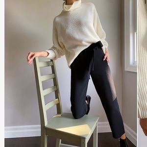 Aritzia Wilfred Tie Front Cropped Black Pant